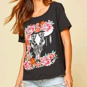 Savanna Jane Printed Cow Skull Tee